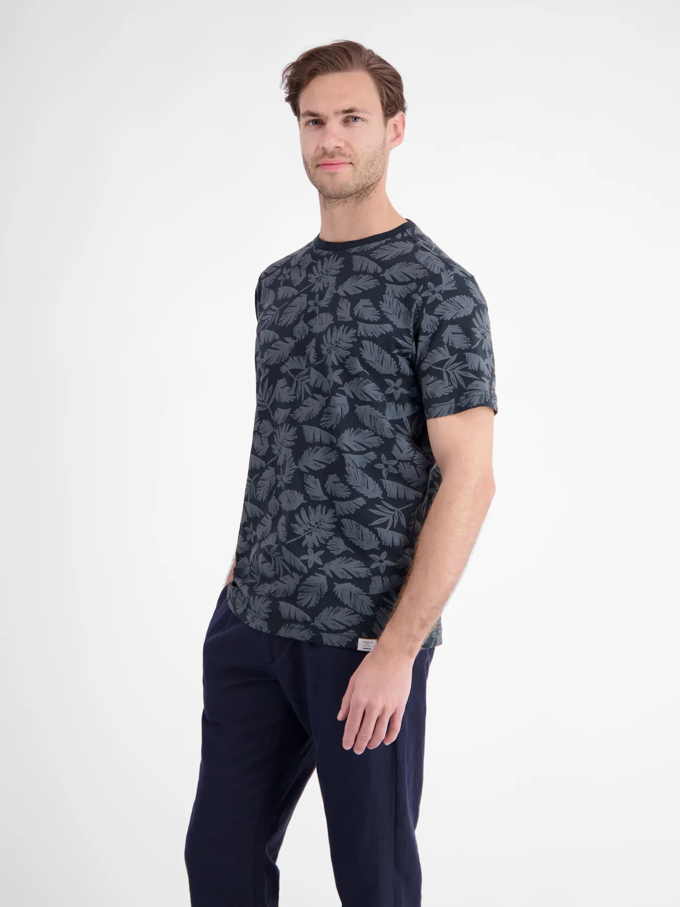 Lerros T-Shirt met Bloemenprint - Classic Navy