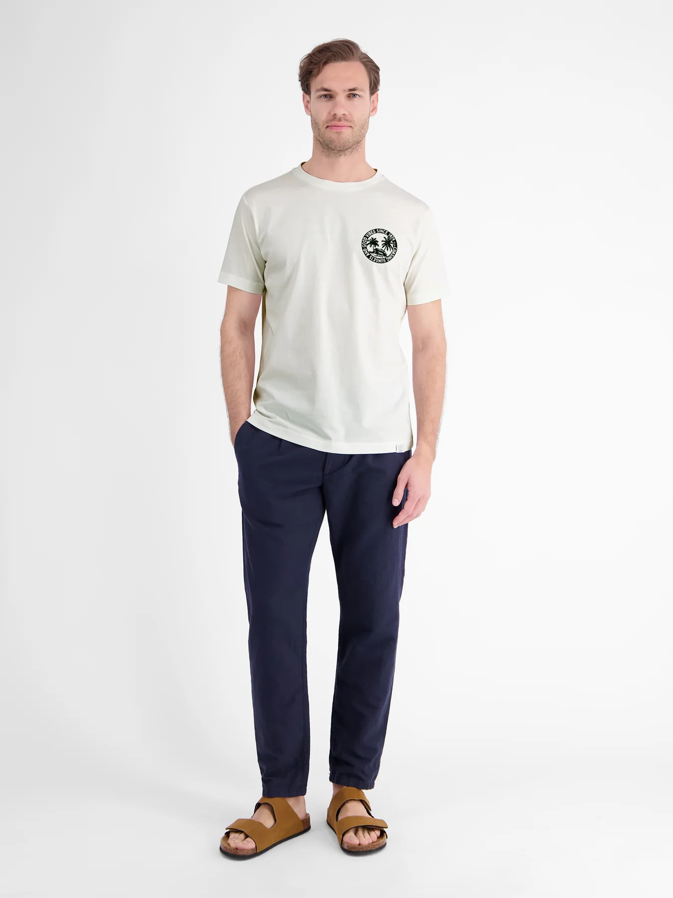 Lerros T-Shirt Brustprint - Broken White