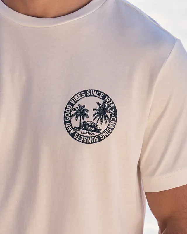 Lerros T-Shirt Chestprint - Broken White