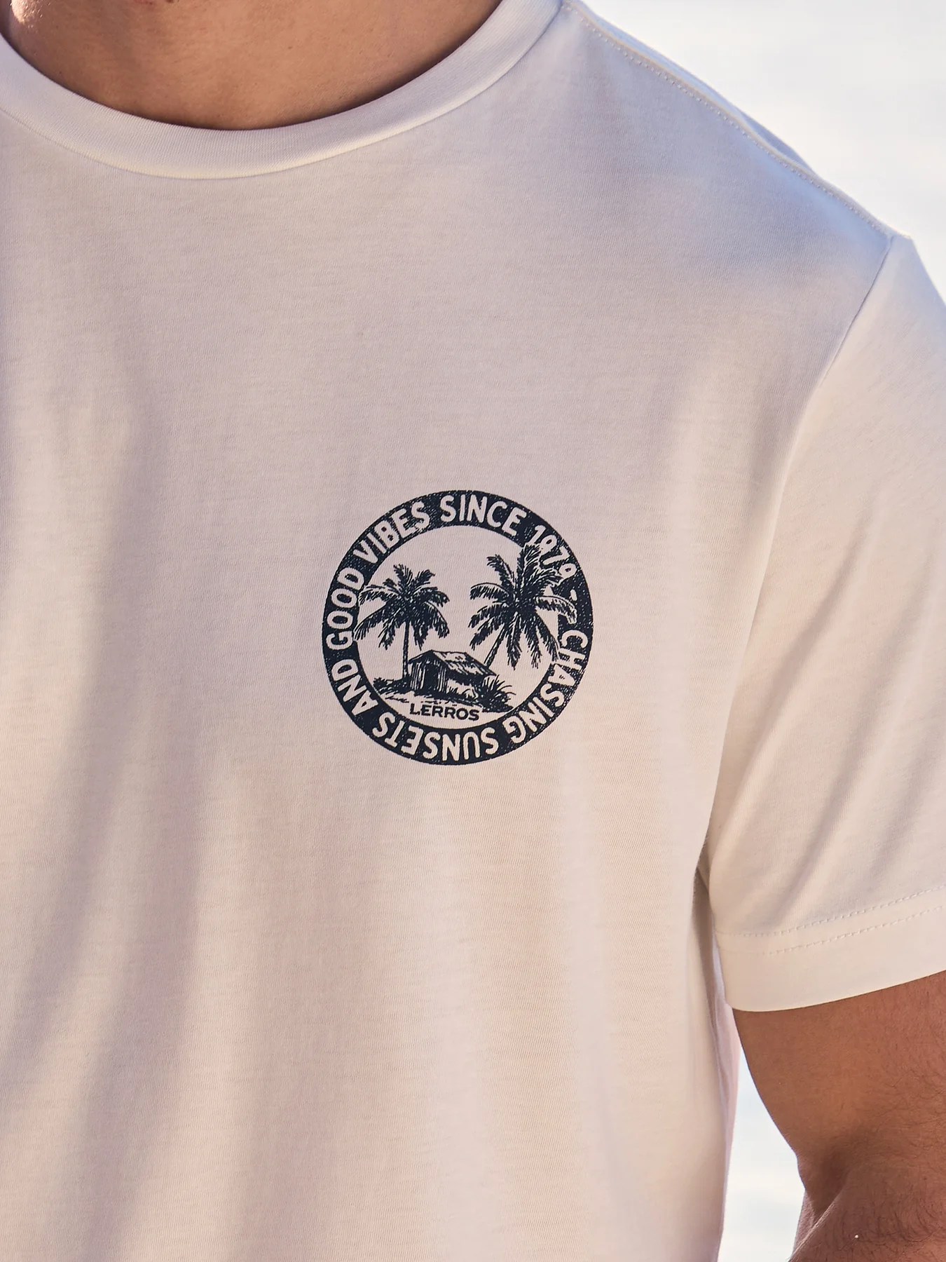 Lerros T-Shirt Brustprint - Broken White