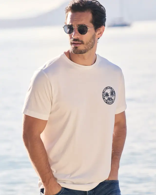 Lerros T-Shirt Chestprint - Broken White