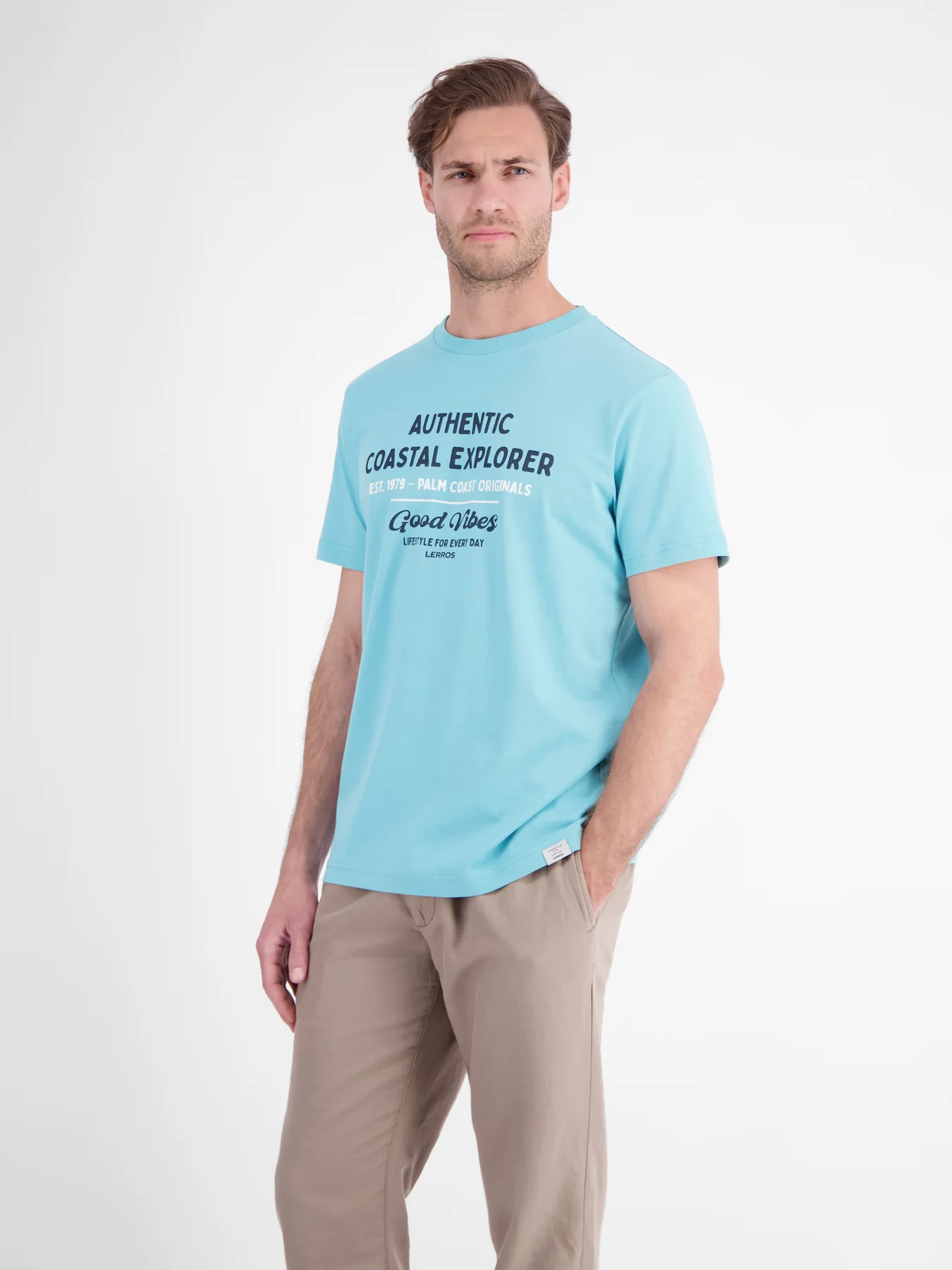 Lerros T-Shirt Summervibe Print - Reef Blue