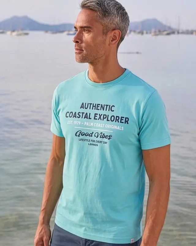 Lerros T-Shirt Summervibe Print - Reef Blue