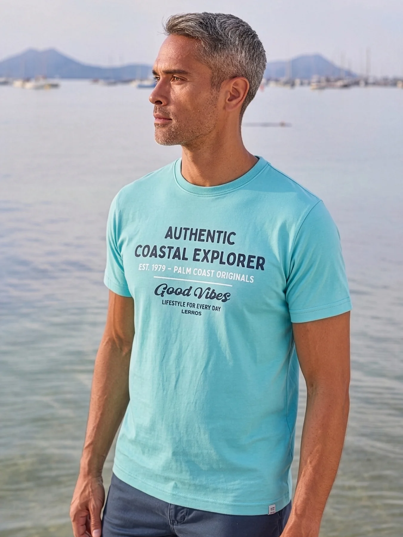 Lerros T-Shirt Summervibe Print - Reef Blue
