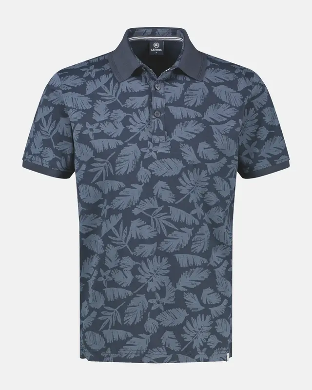 Lerros Poloshirt mit Blumenprint - Classic Navy