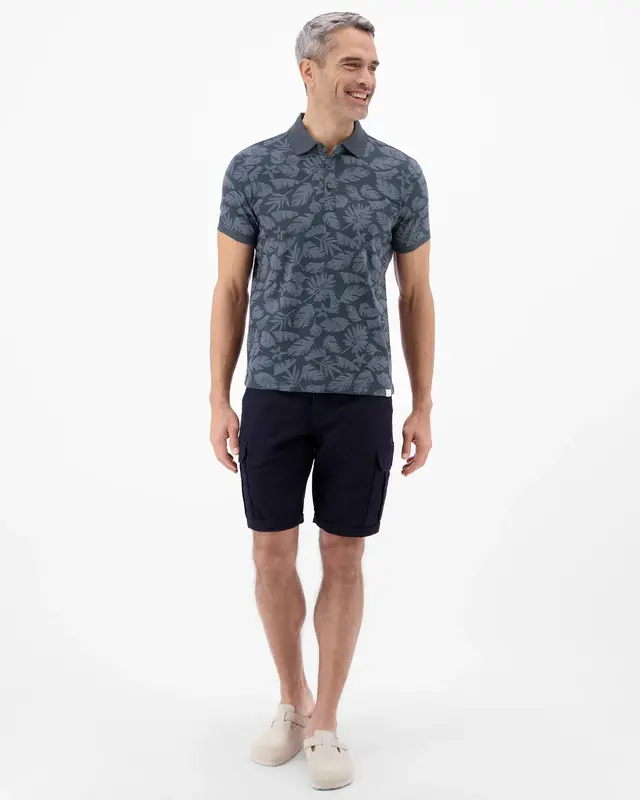Lerros Poloshirt met Bloemenprint - Classic Navy