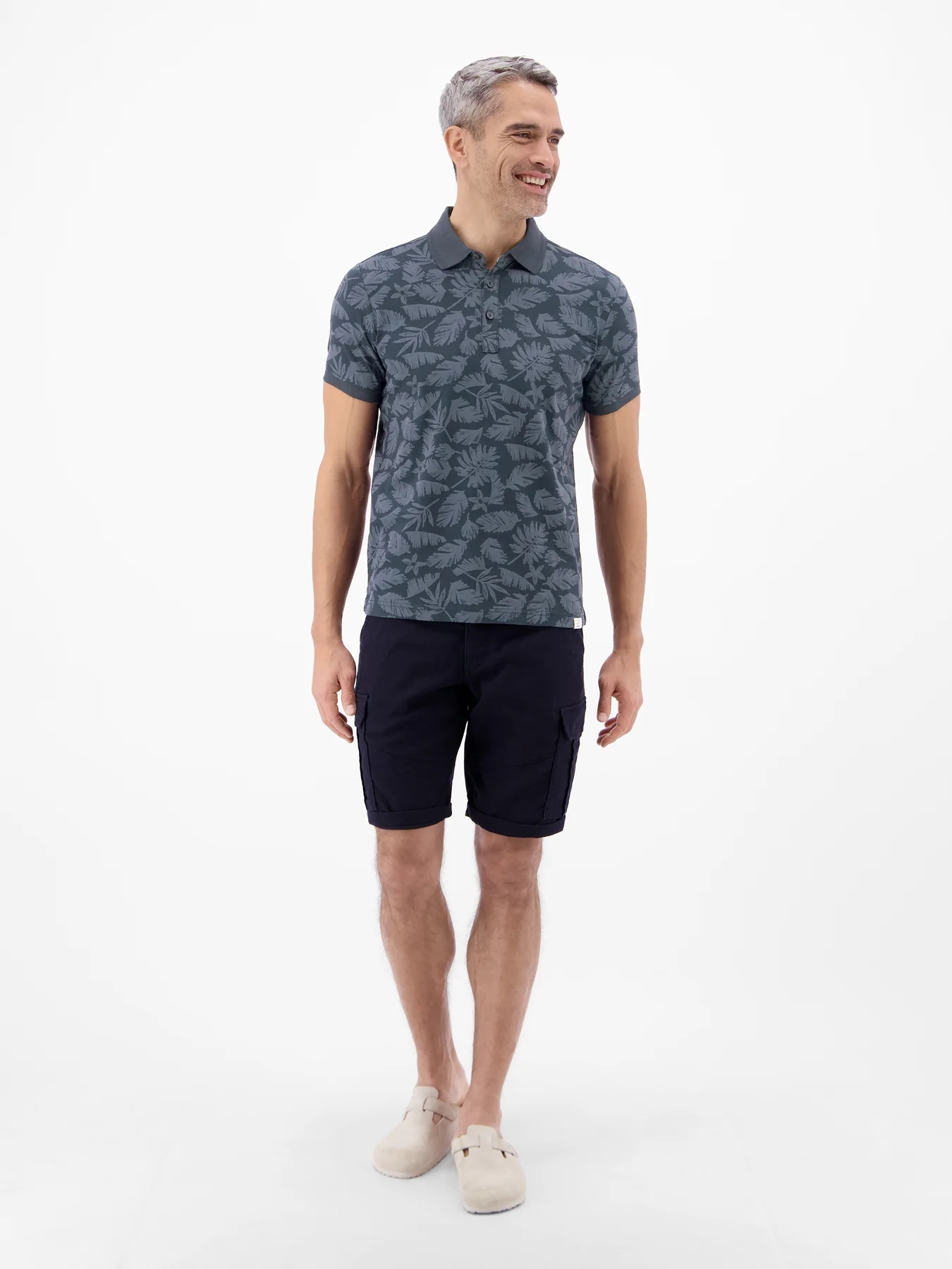 Lerros Poloshirt met Bloemenprint - Classic Navy