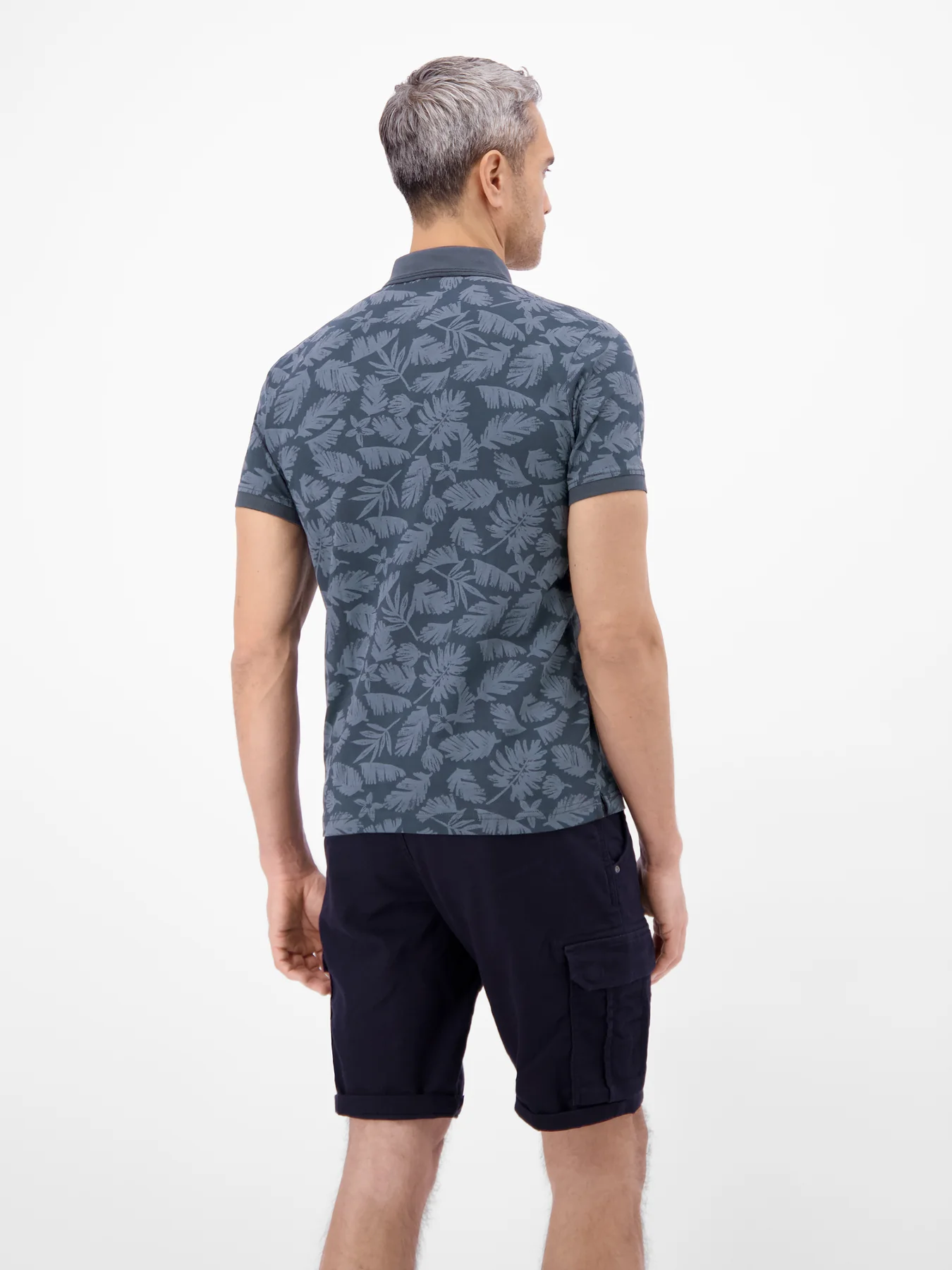 Lerros Poloshirt met Bloemenprint - Classic Navy