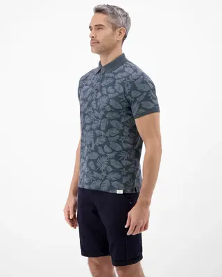 Lerros Poloshirt met Bloemenprint - Classic Navy