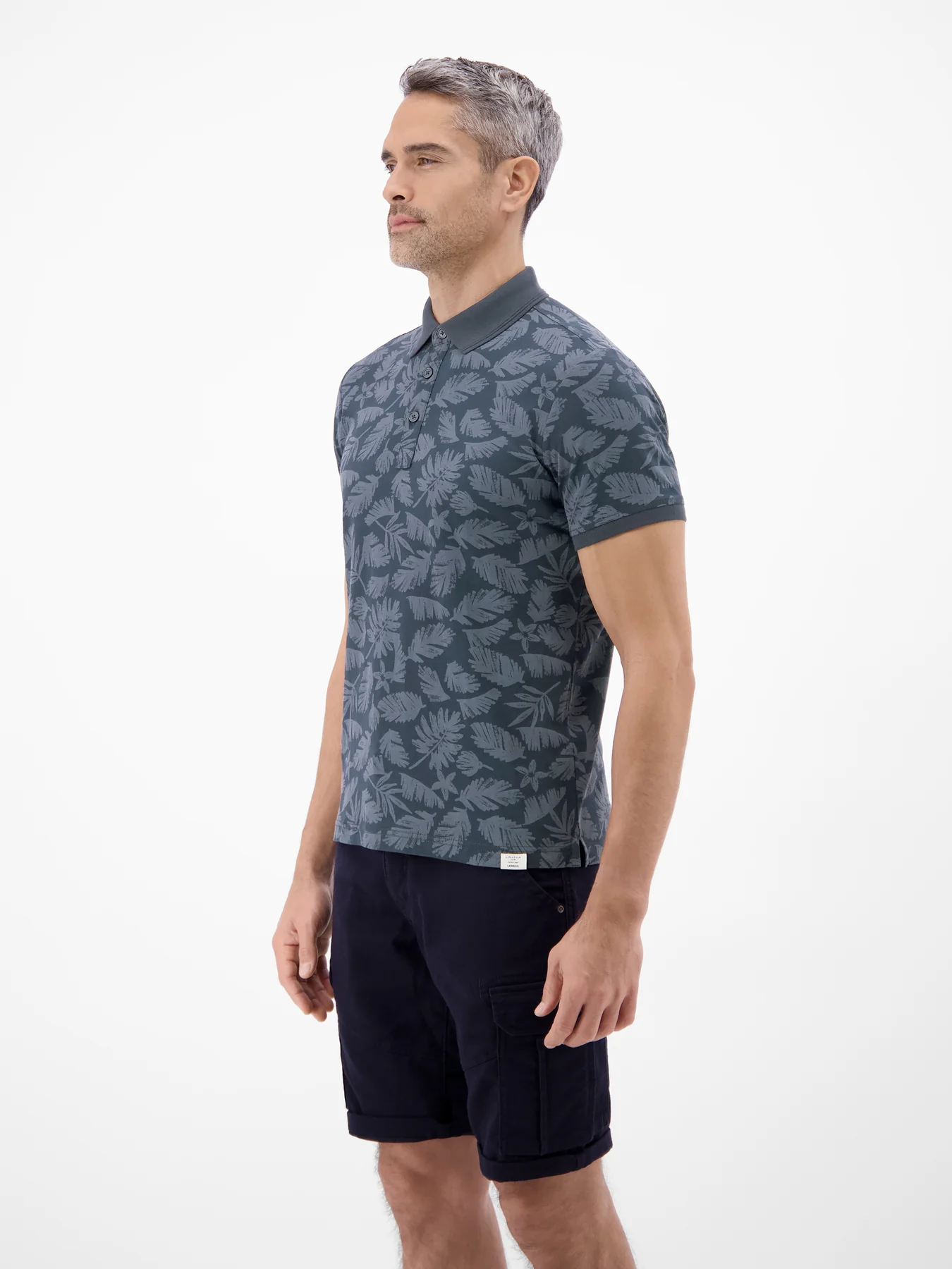 Lerros Poloshirt mit Blumenprint - Classic Navy