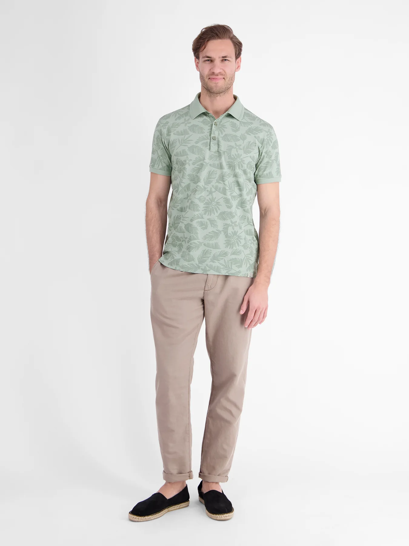 Lerros Poloshirt mit Blumenprint - Bay Green