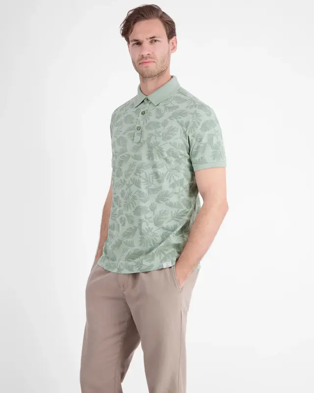 Lerros Poloshirt mit Blumenprint - Bay Green
