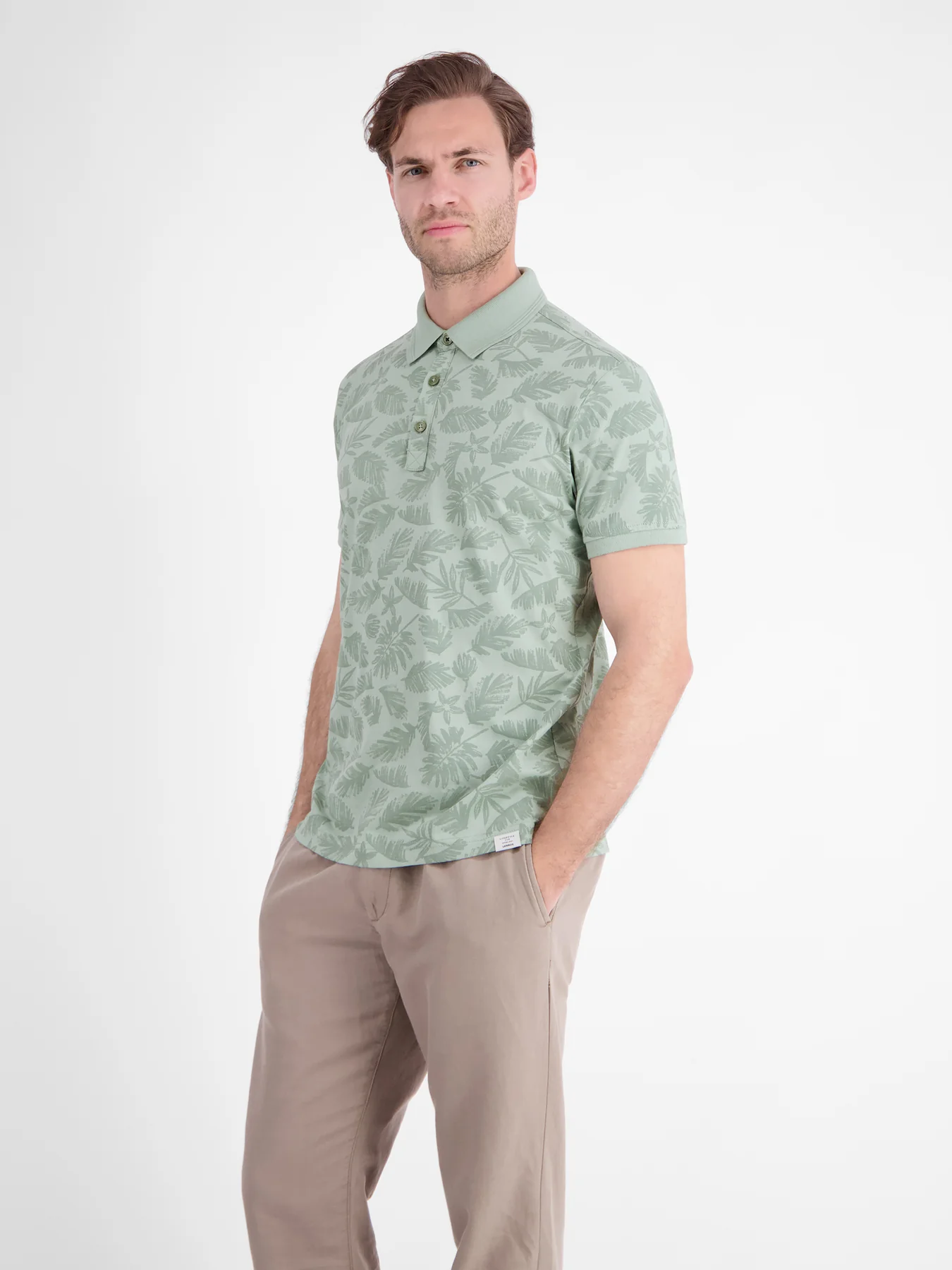 Lerros Poloshirt with Floral Print - Bay Green
