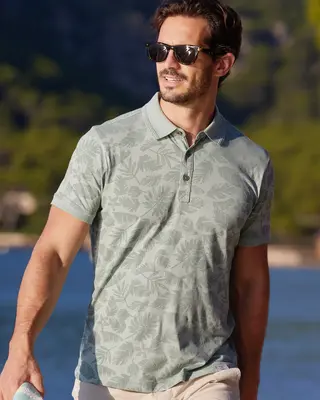 Lerros Poloshirt mit Blumenprint - Bay Green