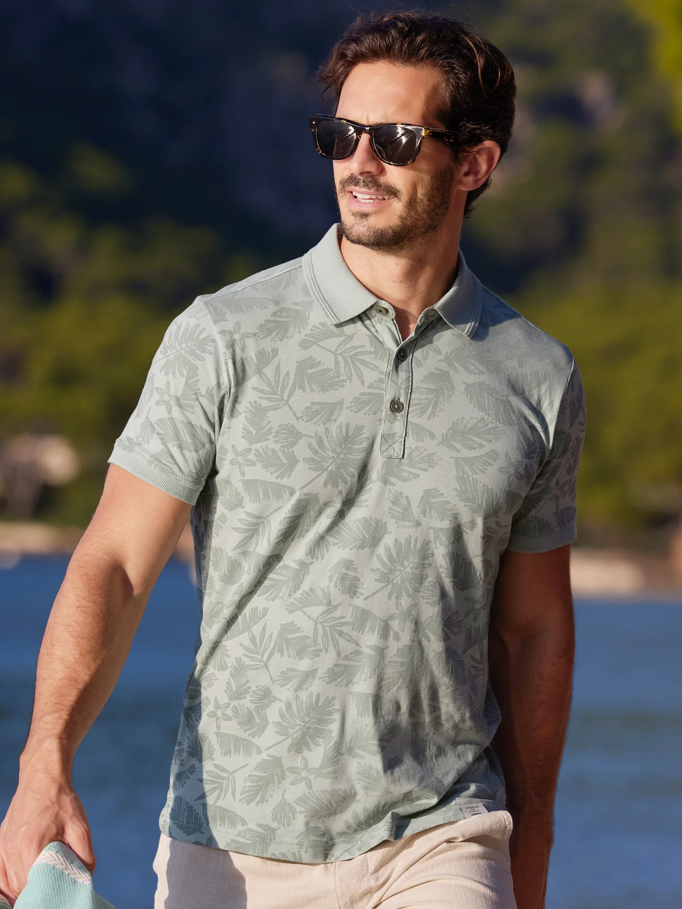 Lerros Poloshirt met Bloemenprint - Bay Green