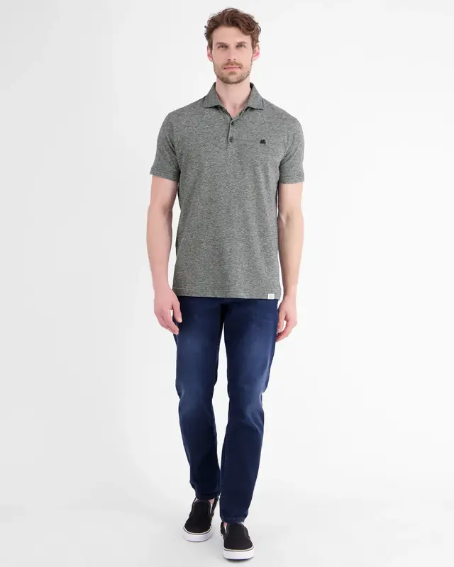Lerros Two-Tone Poloshirt, Linen Blend - Classic Navy