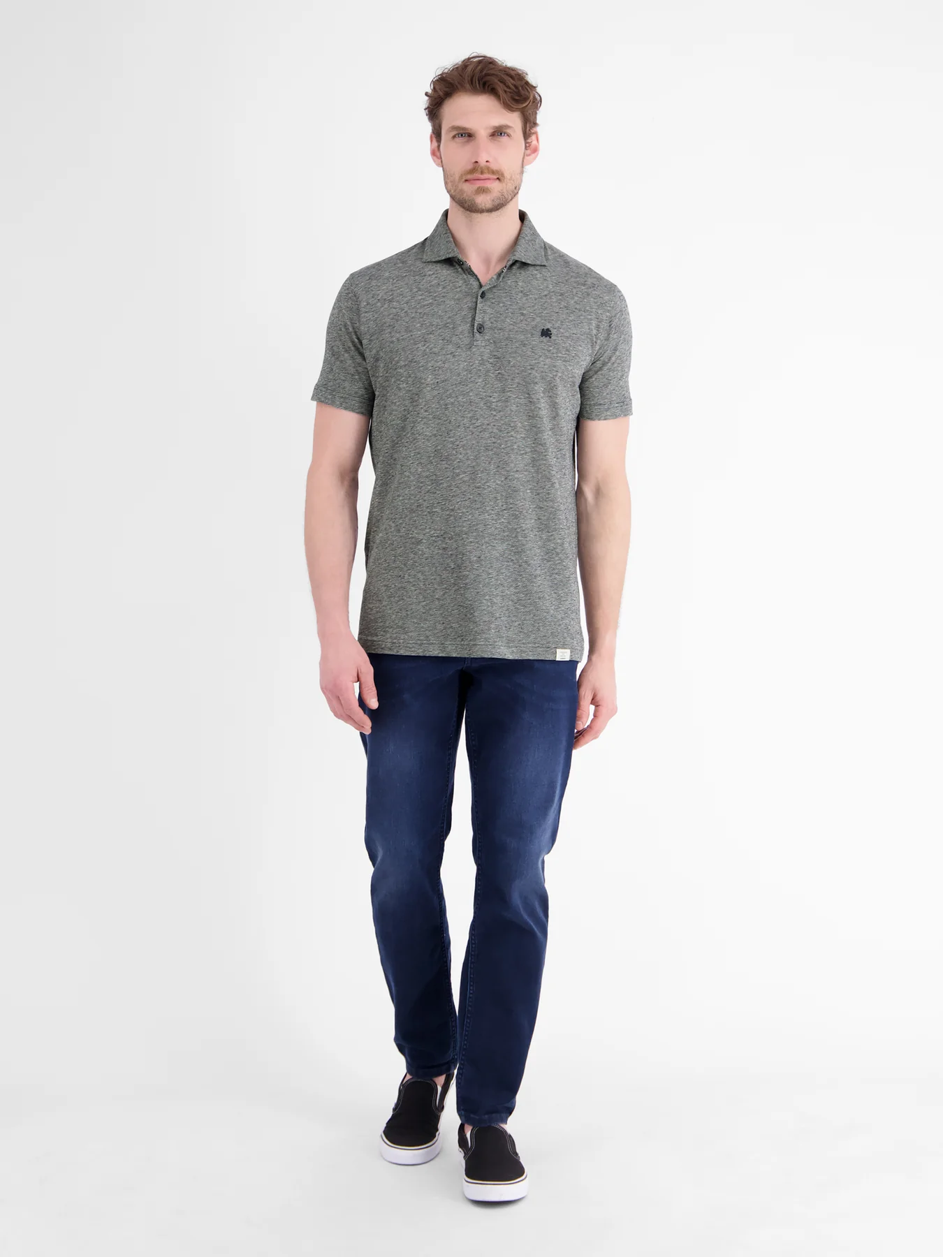 Lerros Two-Tone Poloshirt, Leinenmix - Classic Navy