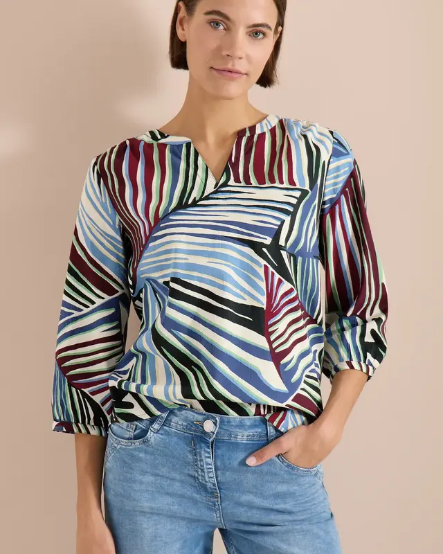 Cecil Seersucker Bluse - Palm Breeze Green