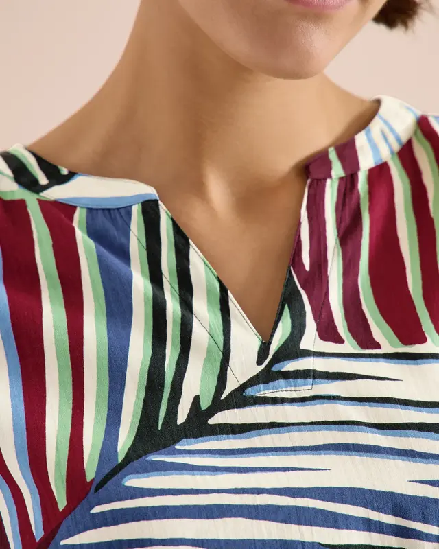 Cecil Seersucker Bluse - Palm Breeze Green