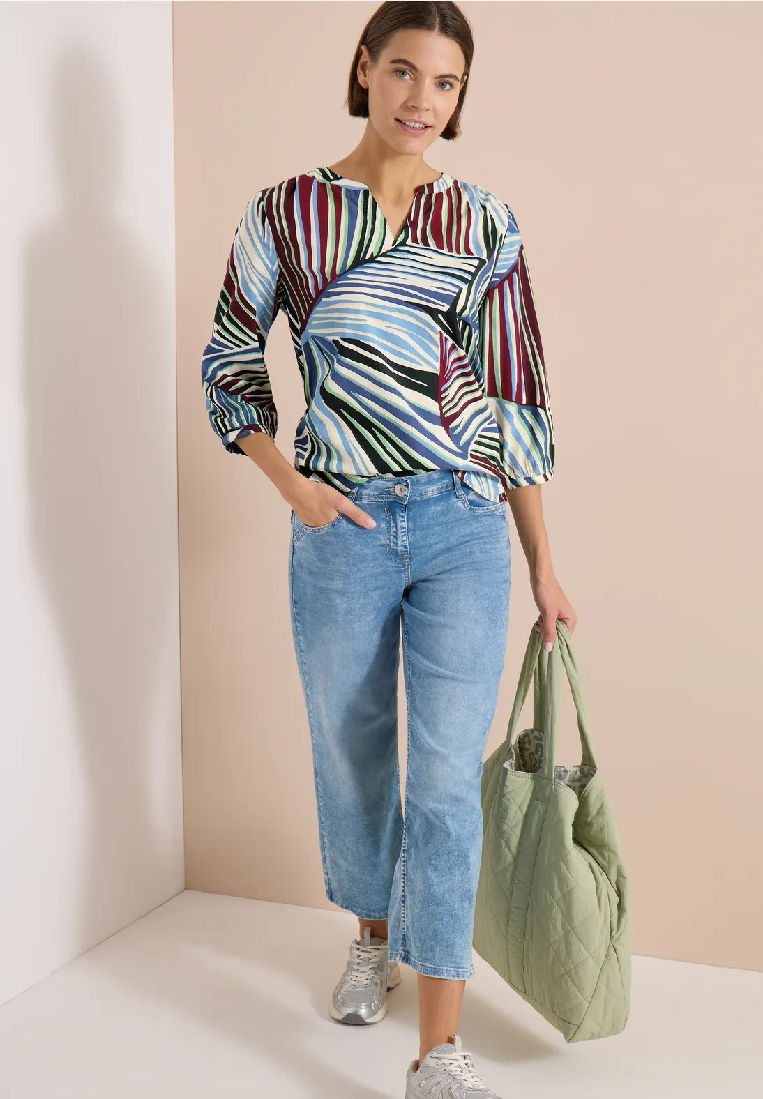 Cecil Seersucker Bluse - Palm Breeze Green
