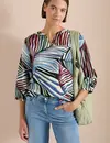 Cecil Seersucker Blouse - Palm Breeze Green