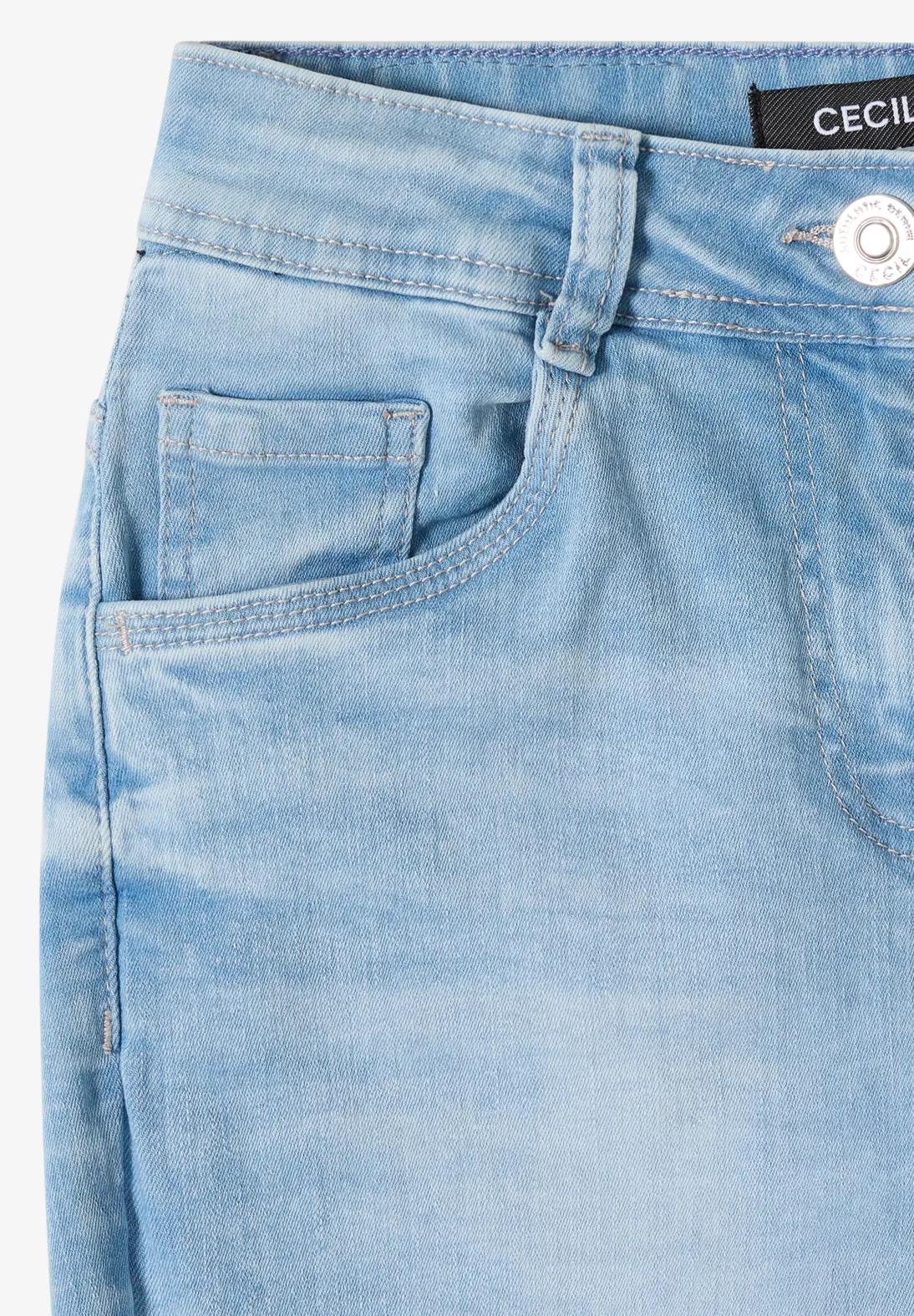 Cecil Capri Jeans Toronto - Light Blue Random Bleached