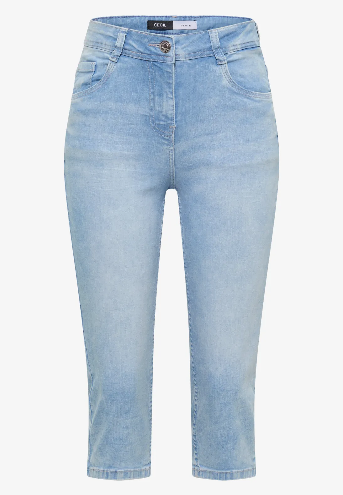 Cecil Capri Jeans Toronto - Light Blue Random Bleached