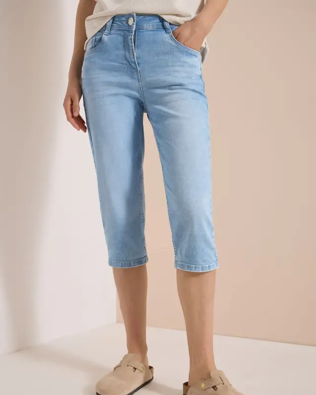 Cecil Capri Jeans Toronto - Light Blue Random Bleached
