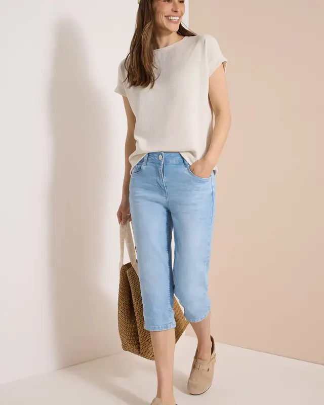 Cecil Capri Jeans Toronto - Light Blue Random Bleached
