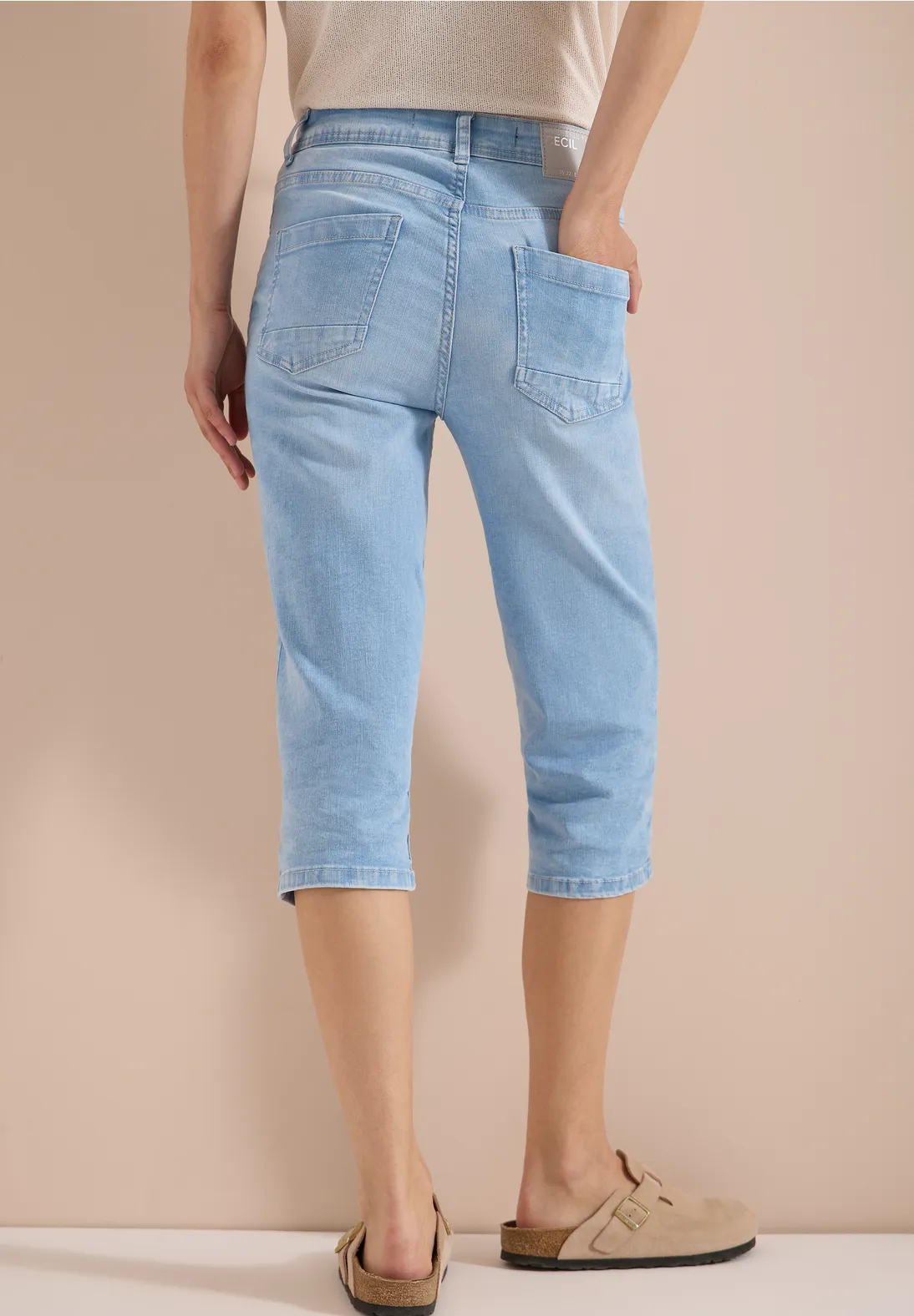 Cecil Capri Jeans Toronto - Light Blue Random Bleached