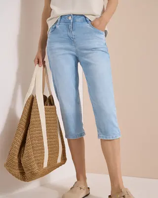 Cecil Capri Jeans Toronto - Light Blue Random Bleached