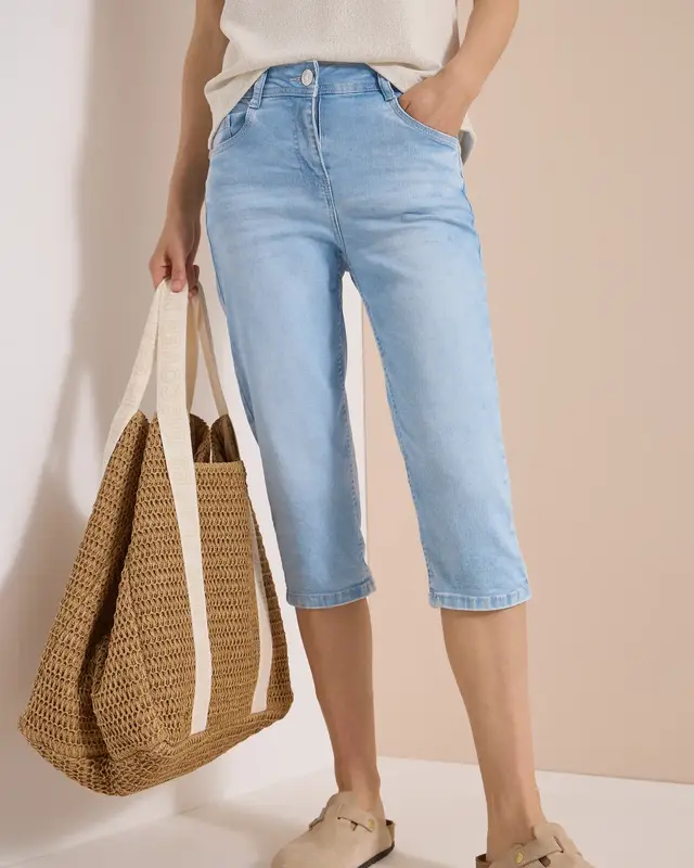 Cecil Capri Jeans Toronto - Light Blue Random Bleached