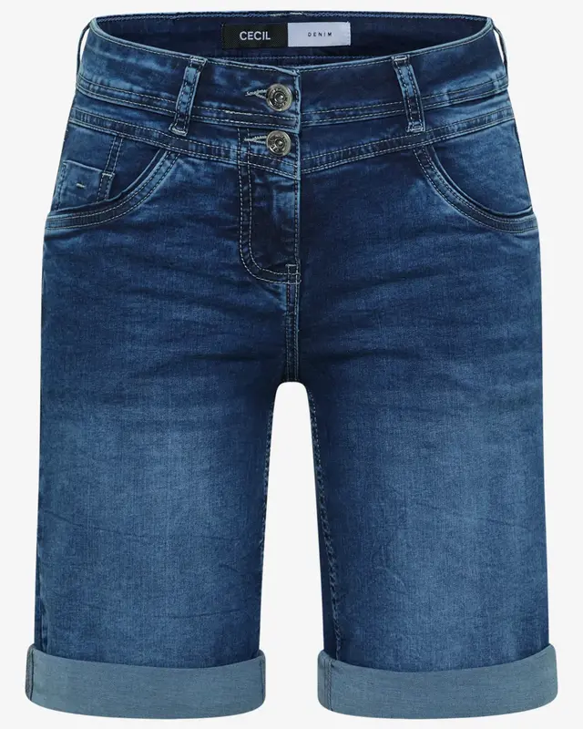 Cecil Denim Short Scarlett - Mid Blue Used Wash