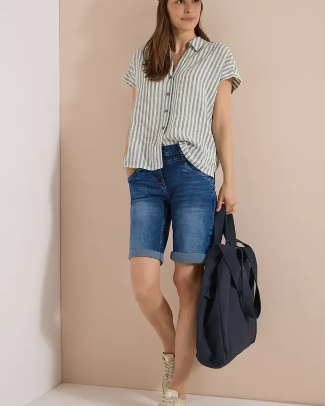 Cecil Denim Short Scarlett - Mid Blue Used Wash