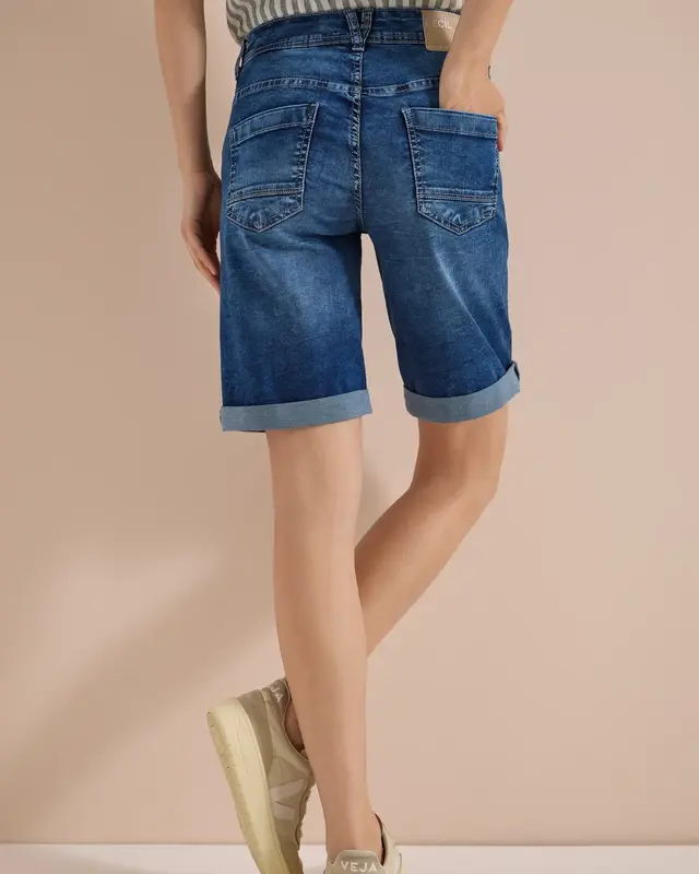 Cecil Denim Short Scarlett - Mid Blue Used Wash