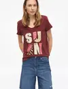 S. Oliver T-Shirt with Print - Bordeaux