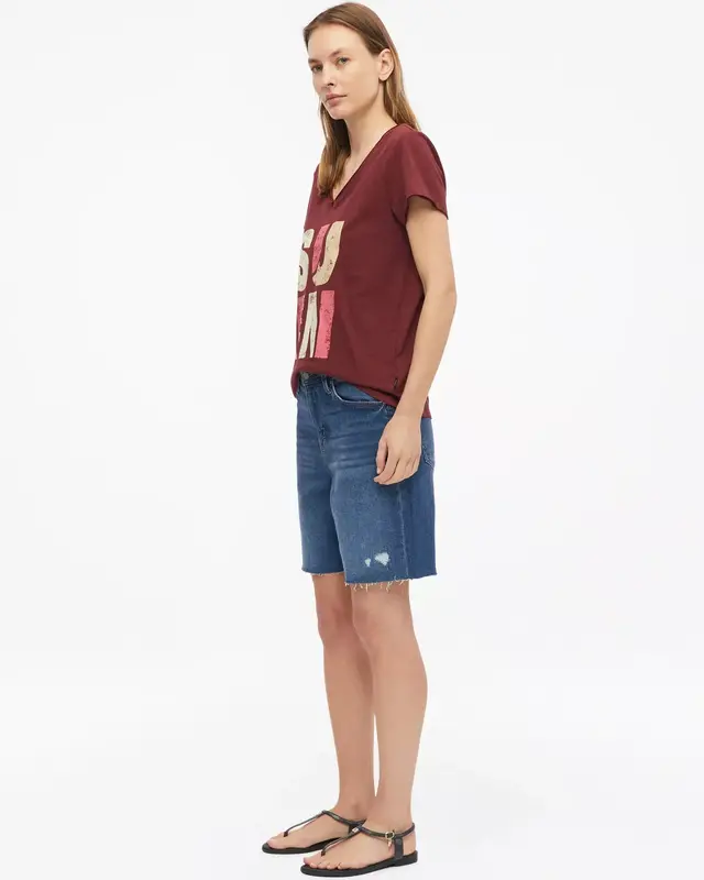 S. Oliver T-Shirt mit Print - Bordeaux
