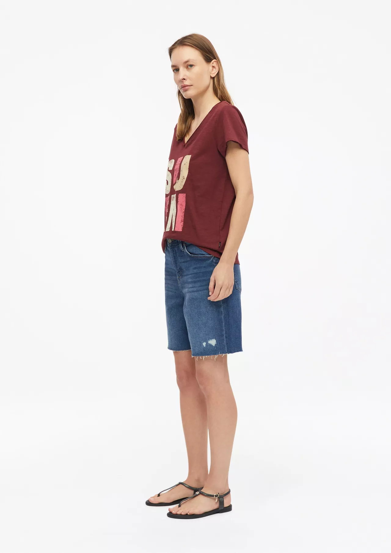 S. Oliver T-Shirt met Print - Bordeaux