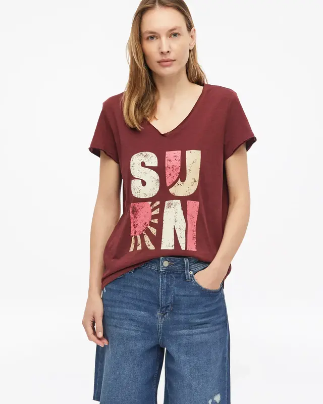 S. Oliver T-Shirt met Print - Bordeaux