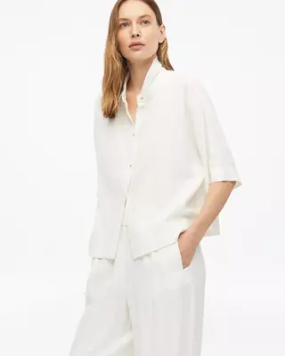 S. Oliver Leinenmix Bluse - White