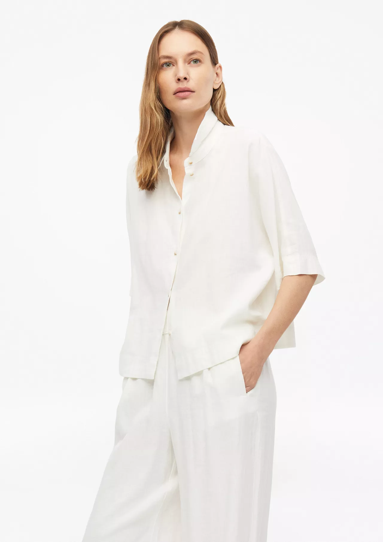 S. Oliver Leinenmix Bluse - White