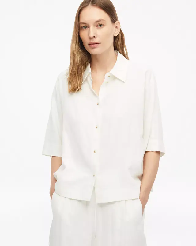 S. Oliver Leinenmix Bluse - White