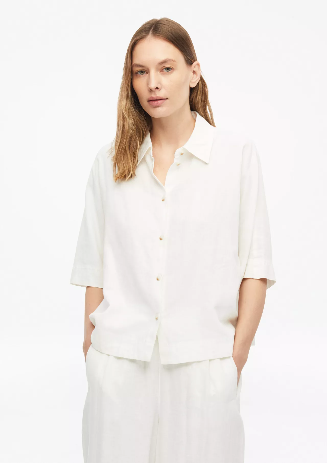 S. Oliver Linnenmix Blouse - White