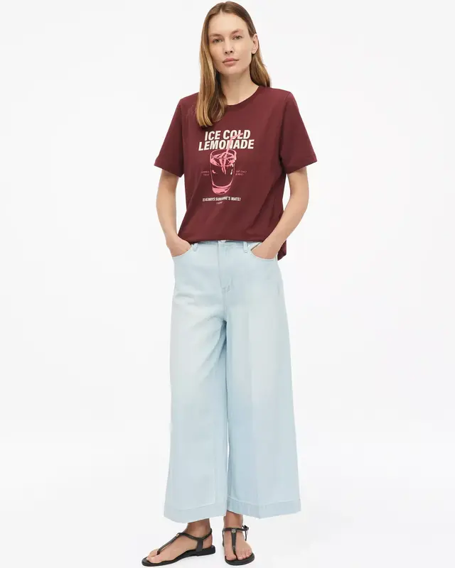 S. Oliver T-Shirt with Print - Bordeaux