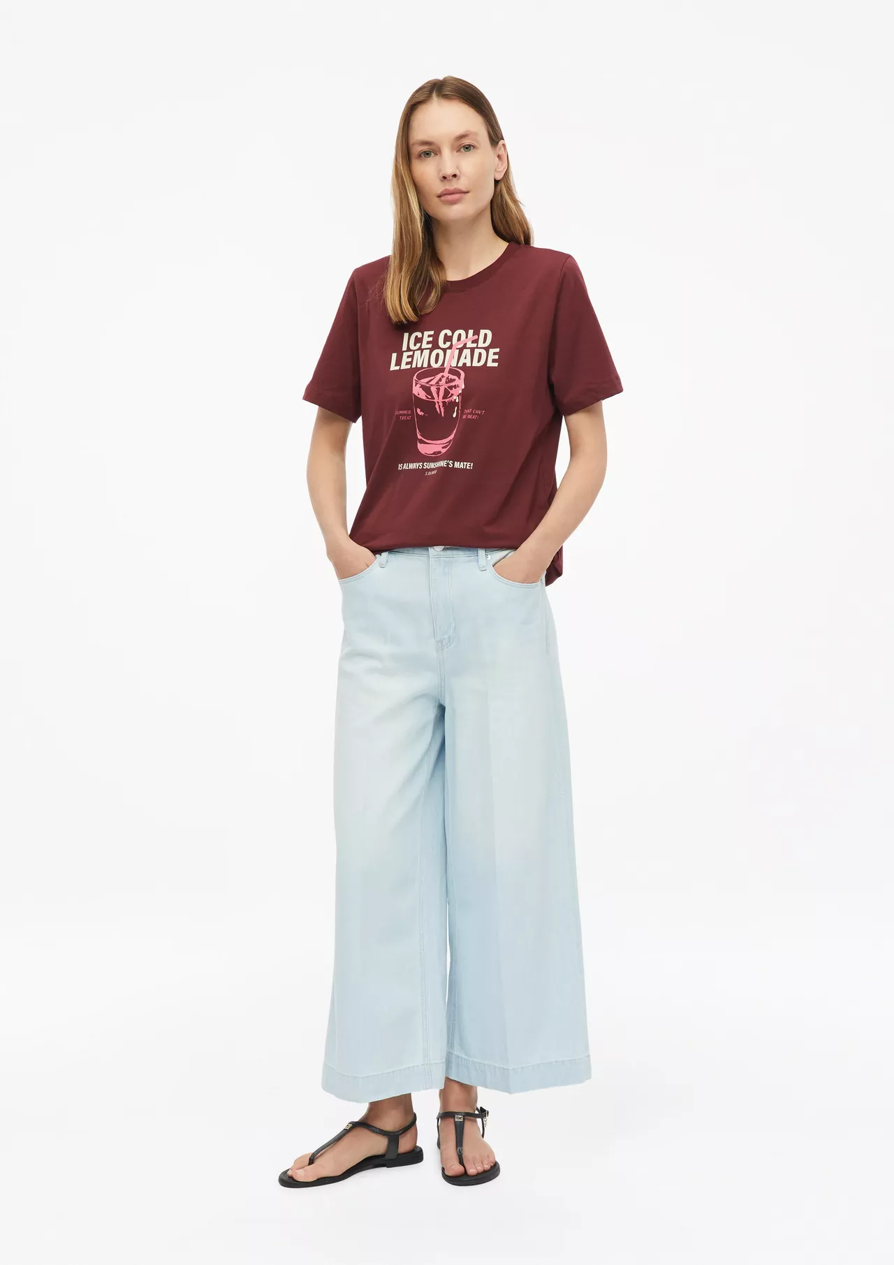S. Oliver T-Shirt mit Print - Bordeaux