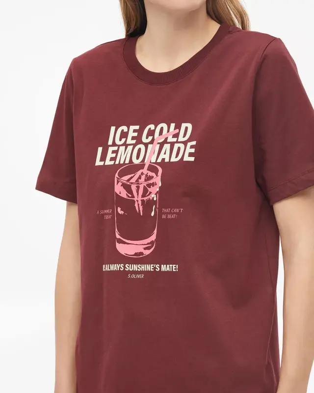 S. Oliver T-Shirt mit Print - Bordeaux