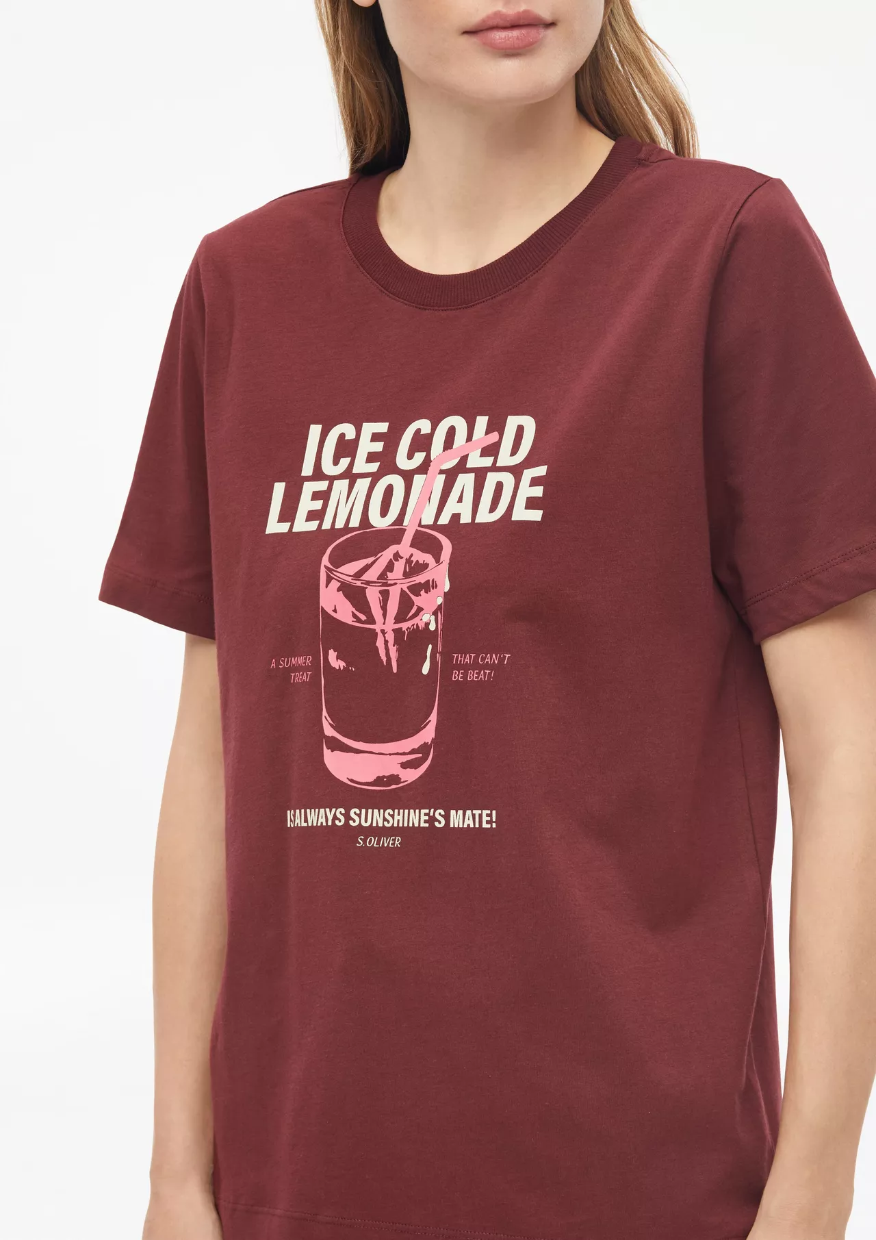 S. Oliver T-Shirt with Print - Bordeaux