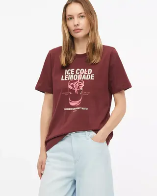S. Oliver T-Shirt met Print - Bordeaux