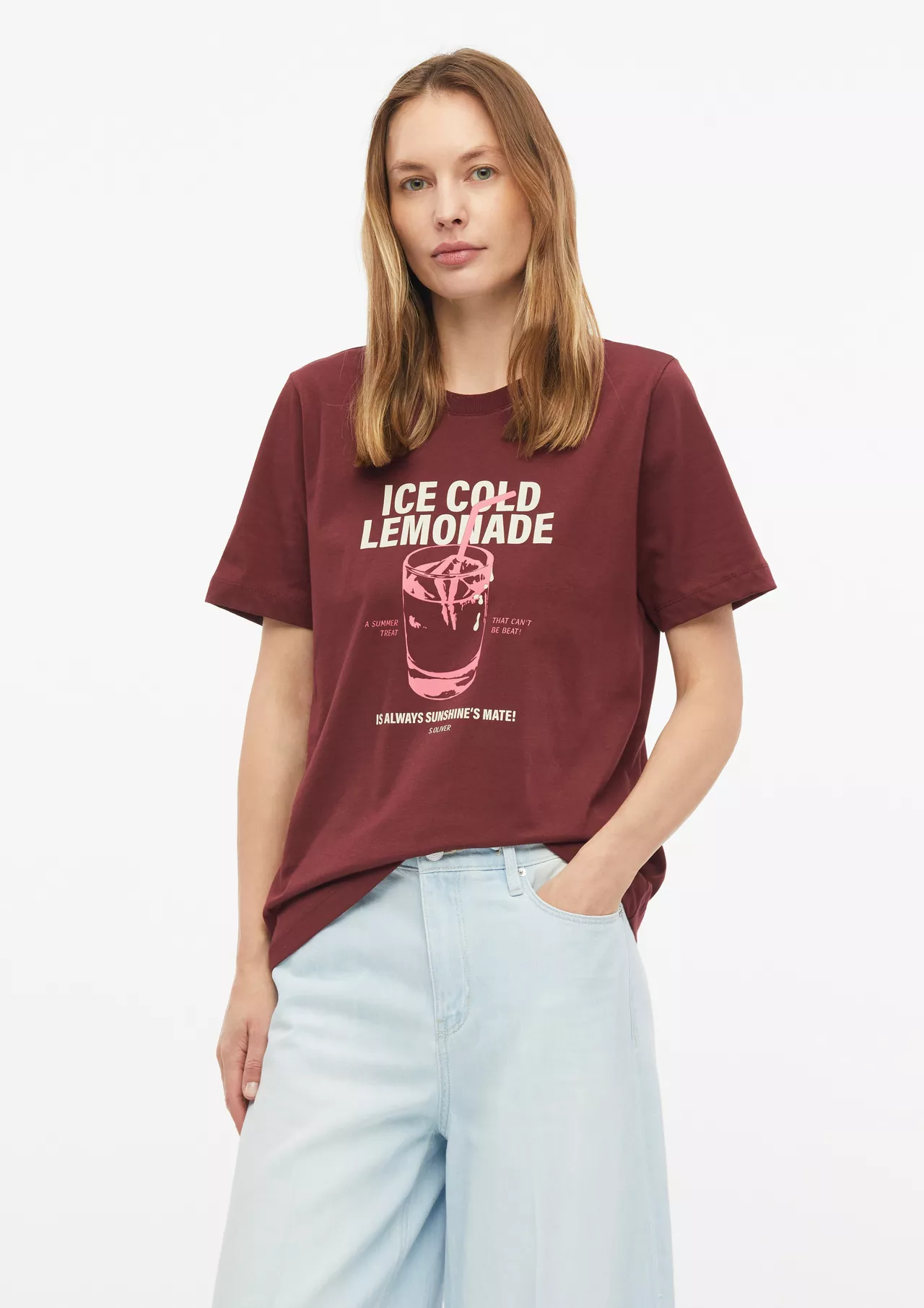 S. Oliver T-Shirt met Print - Bordeaux