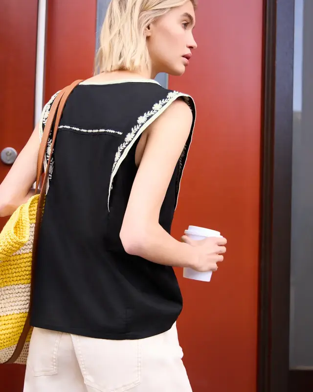 Street One Studio Blusentop mit Stickerei - Black